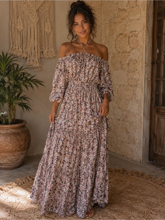 1. State Dresses & Skirts - 1. State Floral Halter Neck Maxi Dress
